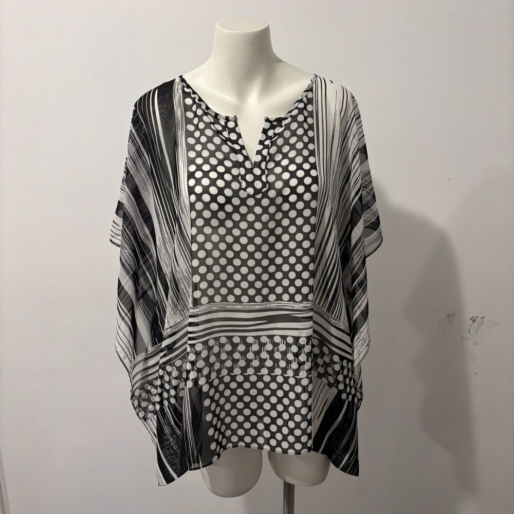 Chico’s size small Mixed Print Striped Polka Dot Lightweight Blouse